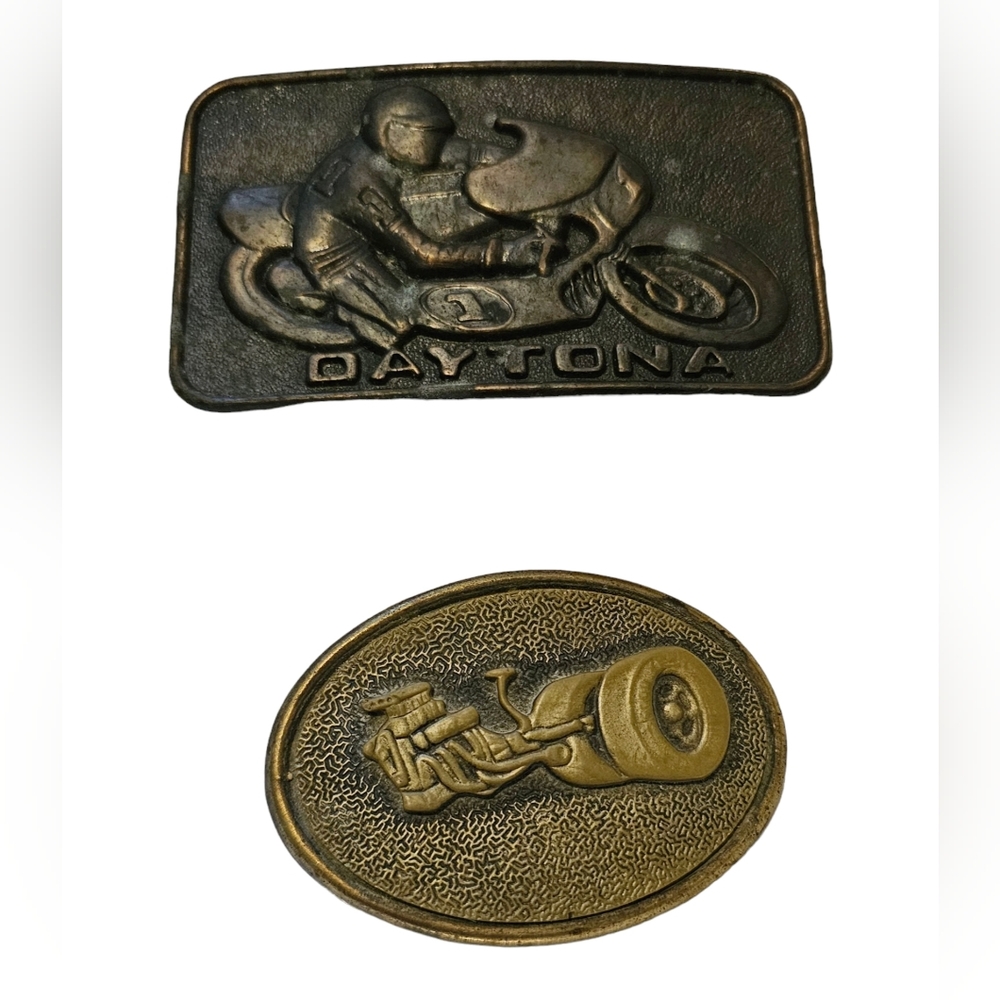 2 Vintage Brass Belt Buckles